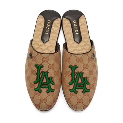 gucci beige la dodgers edition flamel patch loafers|gucci loafers for sale.